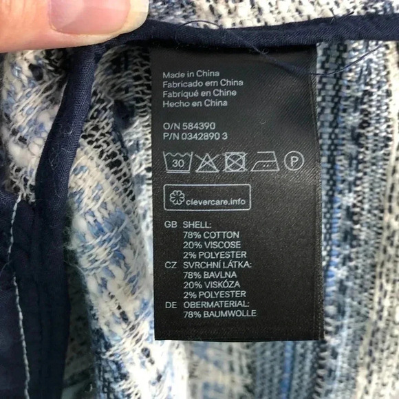 H&M Open Cardigan Large Blue White Long Sleeve Jacket - Picture 7 of 7